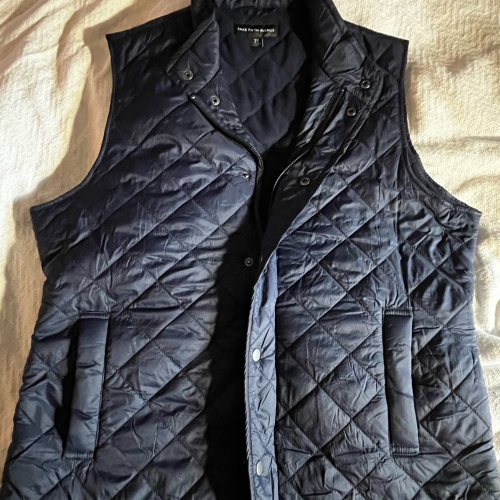 Saks Fifth Avenue Navy Quilted Vest